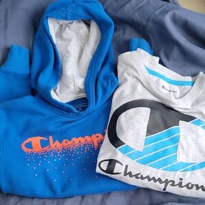 Champion Blue and Gray Sweatshirts with Ribbed Details